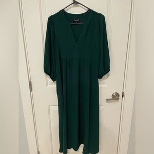 Emerald green maxi dress with pockets